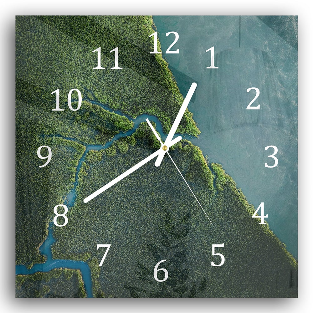 Wanduhr 30x30 - Mangrovenwald von oben