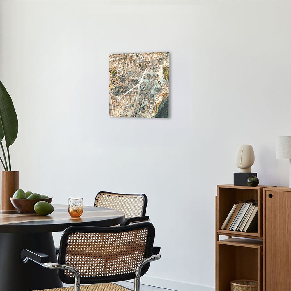 Wanduhr 30x30 - Straßenstruktur von oben