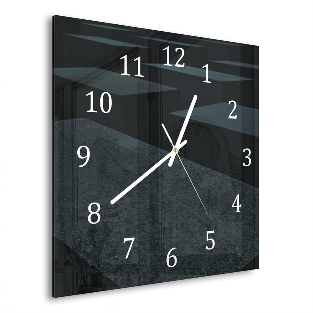 Wanduhr 30x30 - Schwarze Steine