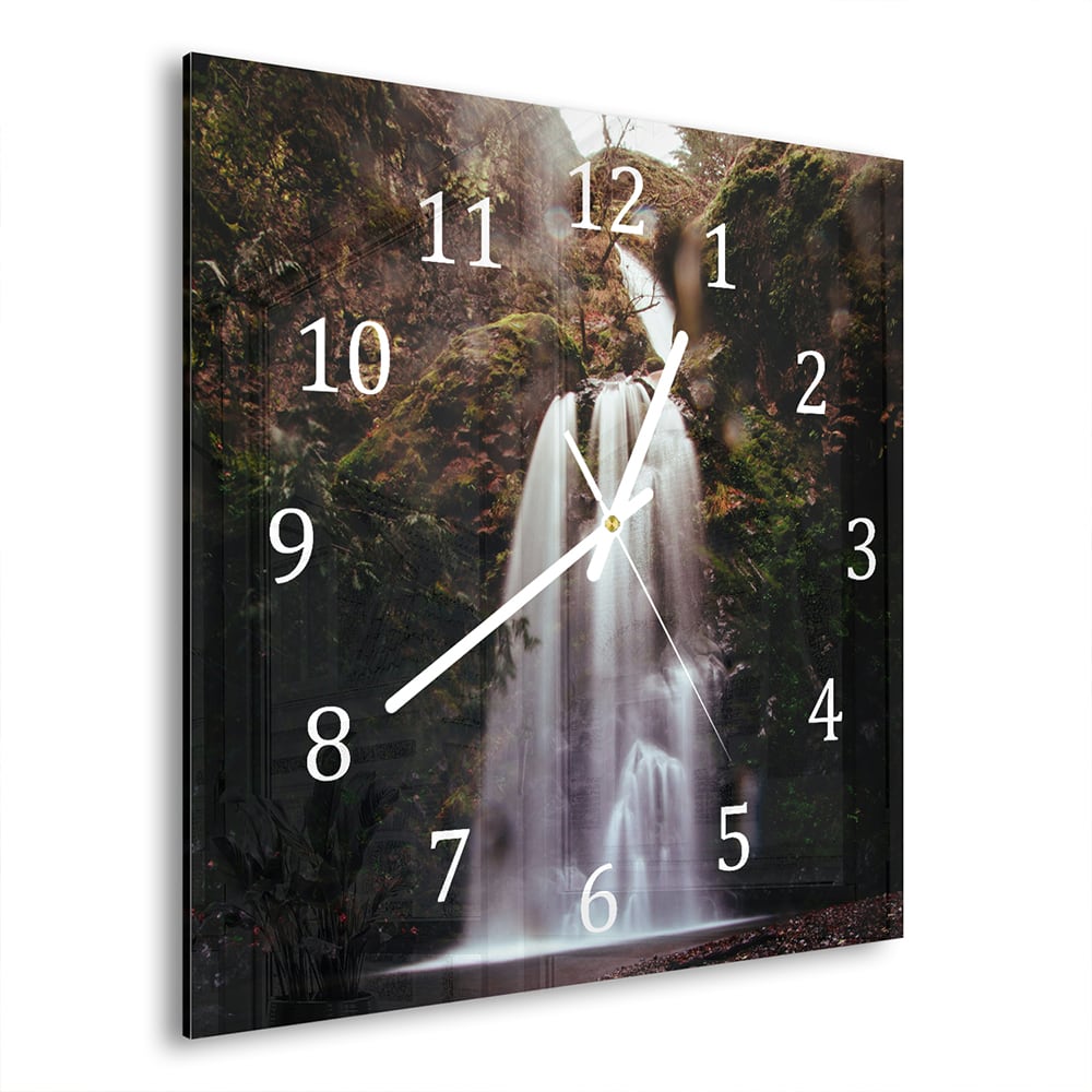 Wanduhr 30x30 - Wasserfall in der Natur