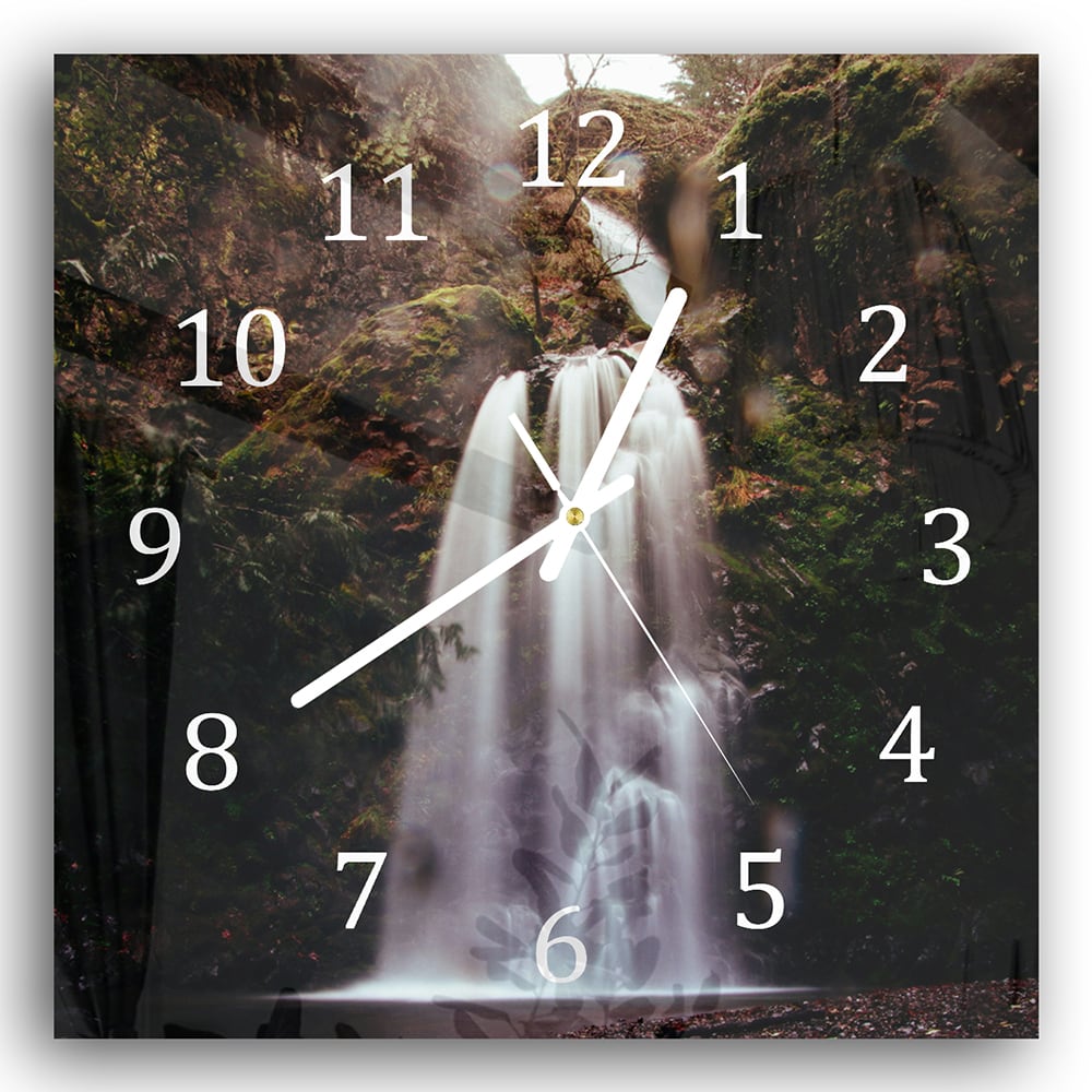 Wanduhr 30x30 - Wasserfall in der Natur