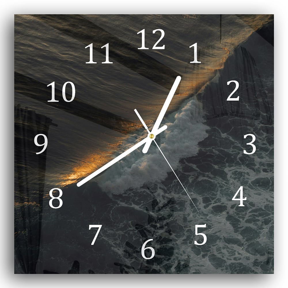 Wanduhr 30x30 - Wellen am Abend
