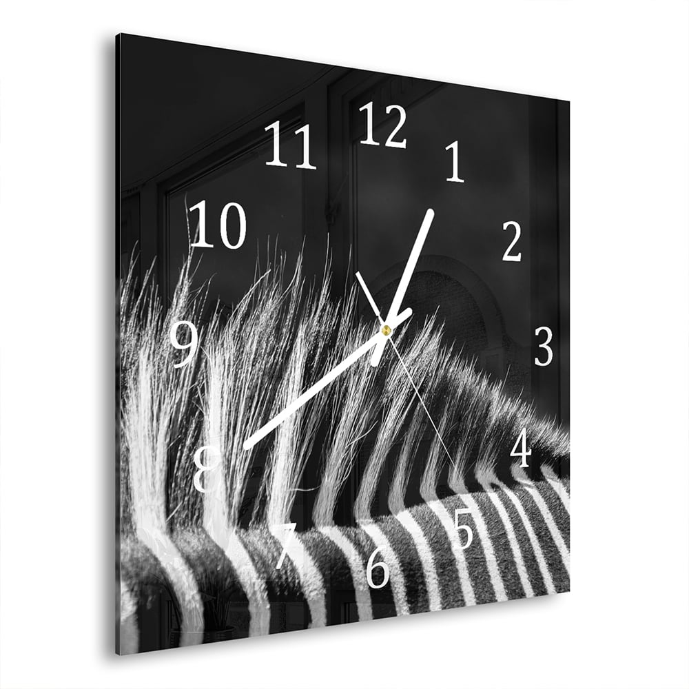 Wanduhr 30x30 - Schwarz-weiß Zebra