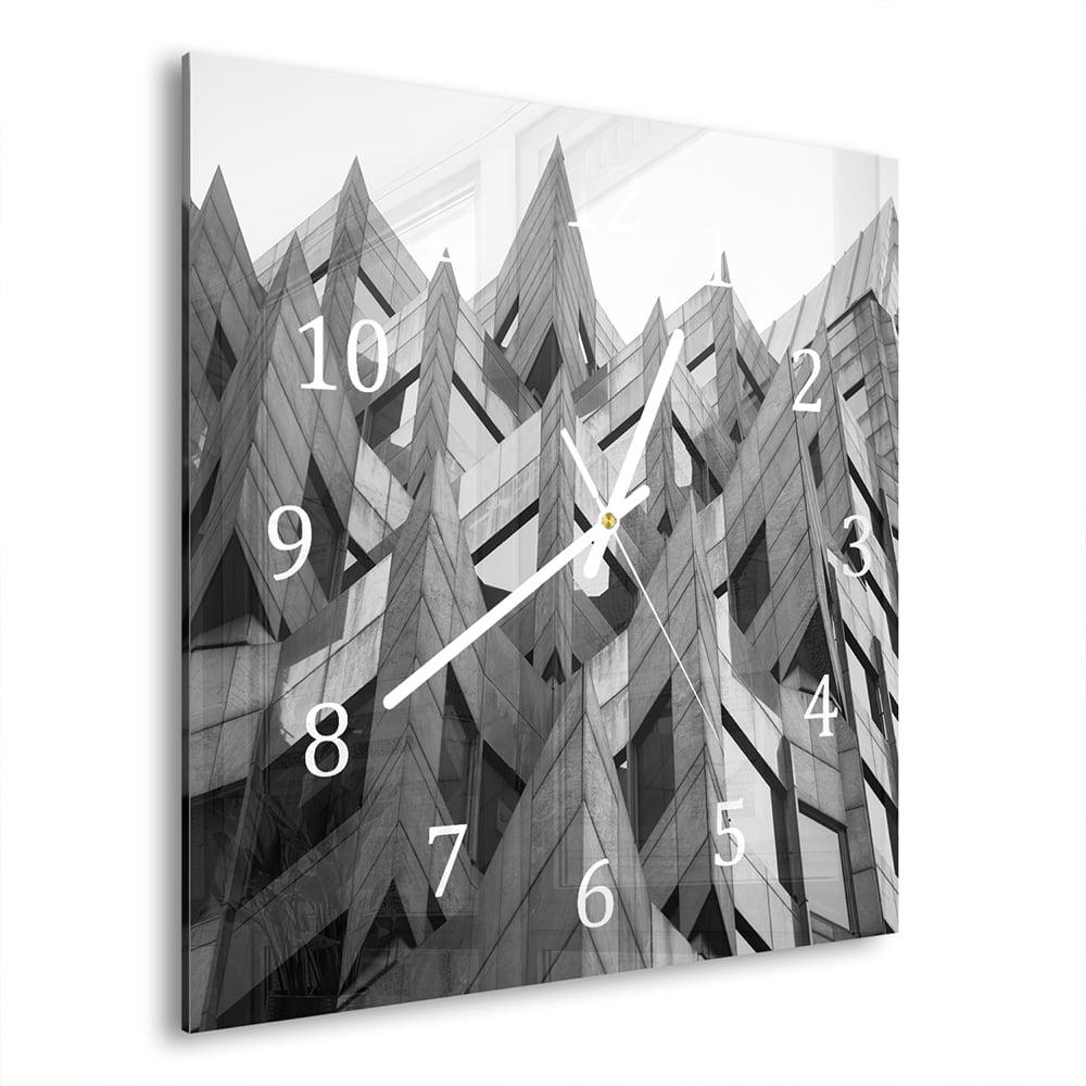 Wanduhr 30x30 - Schwarz-Weiße Architektur