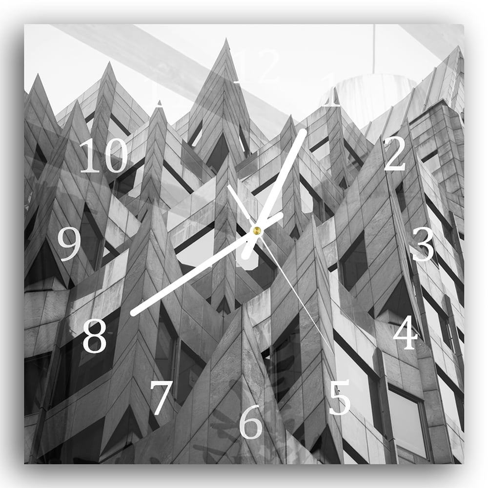 Wanduhr 30x30 - Schwarz-Weiße Architektur