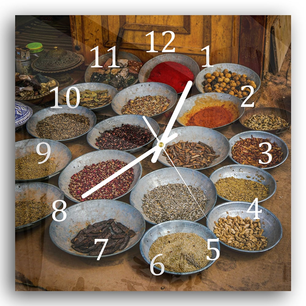 Wanduhr 30x30 - Orientalischer Gewürzmarkt