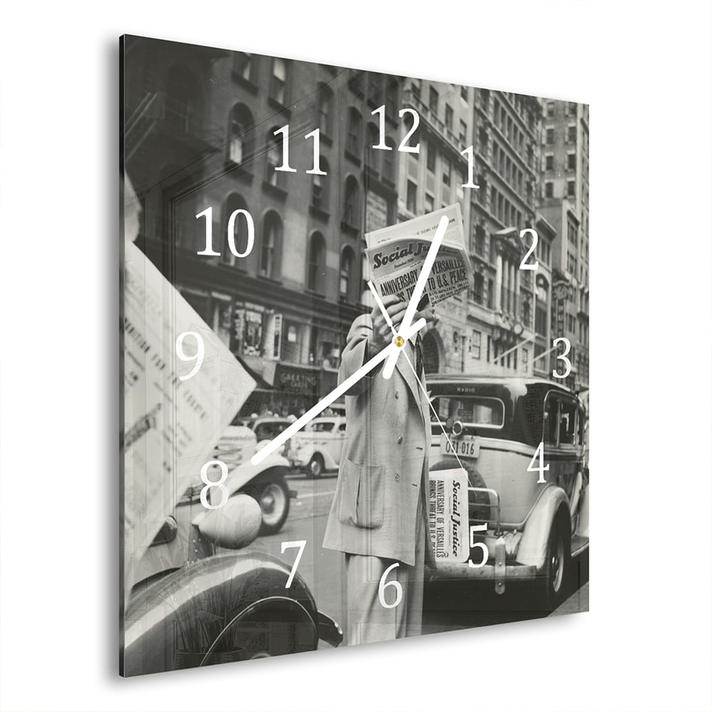 Wanduhr 30x30 - New York in Schwarz-Weiß