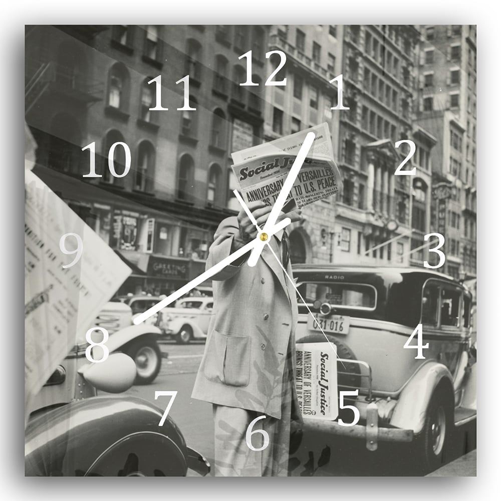 Wanduhr 30x30 - New York in Schwarz-Weiß