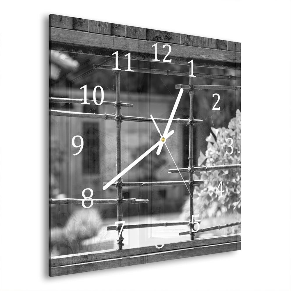 Wanduhr 30x30 - Schwarz-weiß Fenster