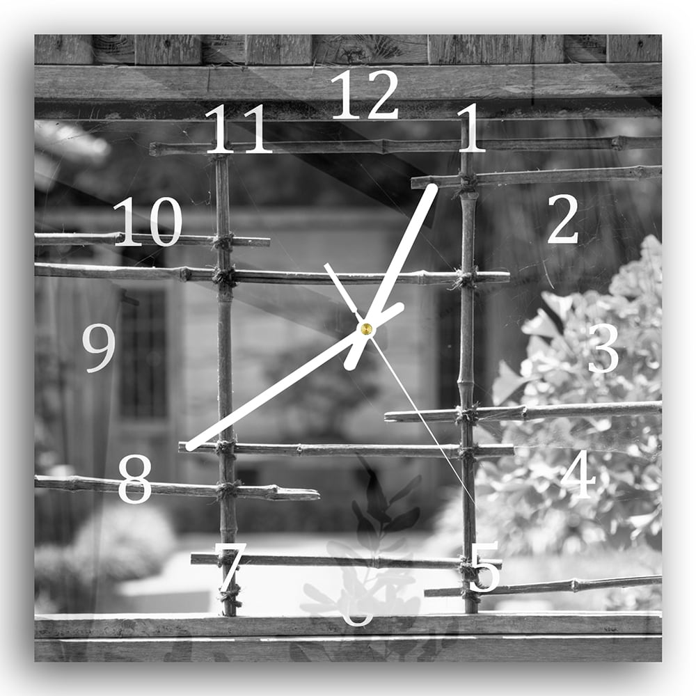 Wanduhr 30x30 - Schwarz-weiß Fenster