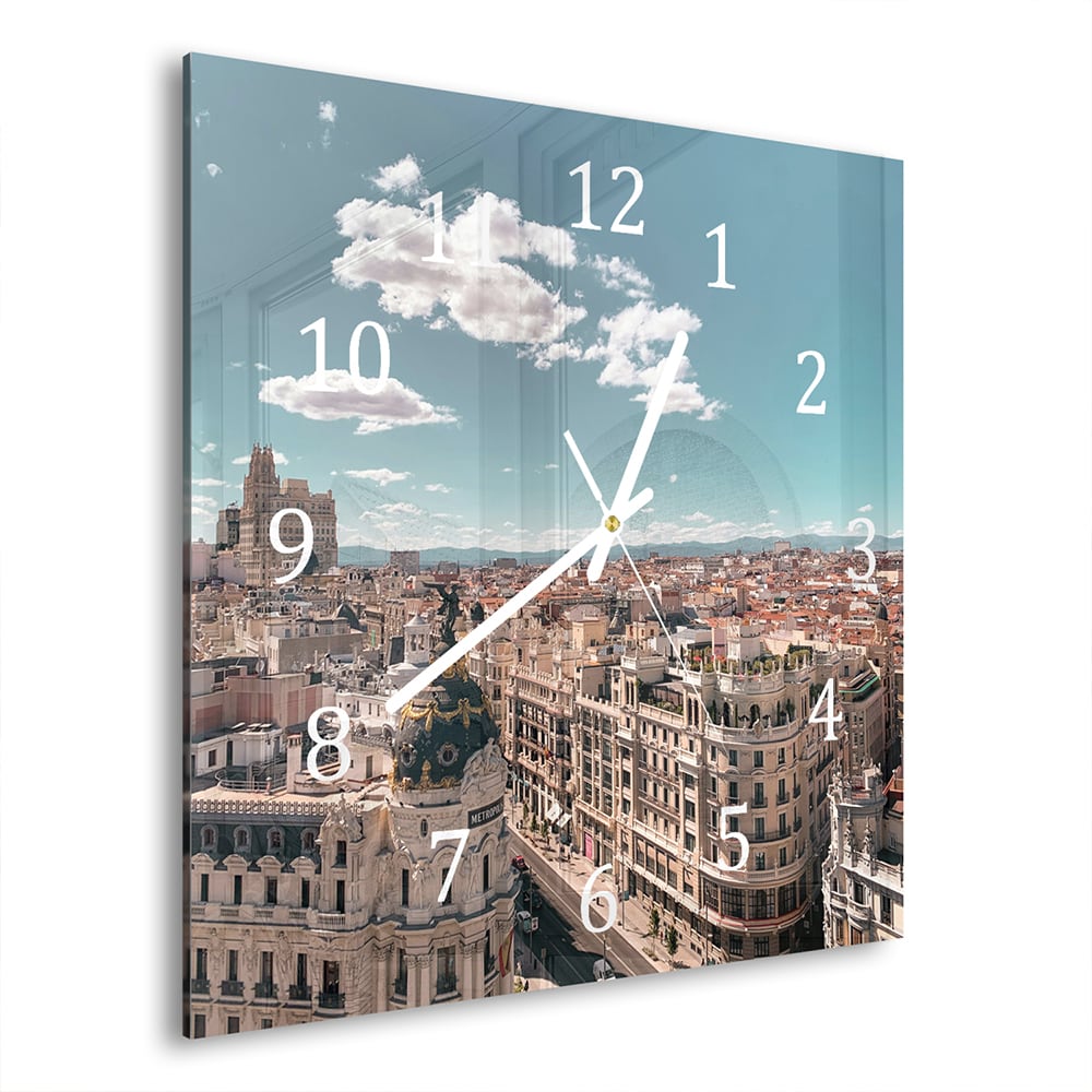 Wanduhr 30x30 - Straßen von Madrid