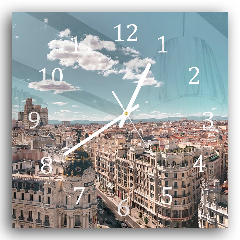Wanduhr 30x30 - Straßen von Madrid