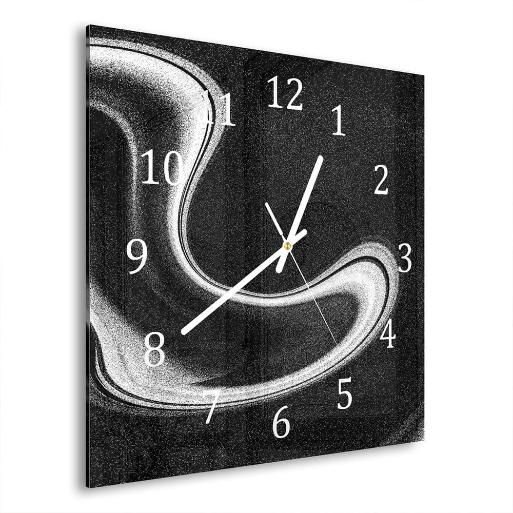 Wanduhr 30x30 - Schwarz-weiß abstrakt