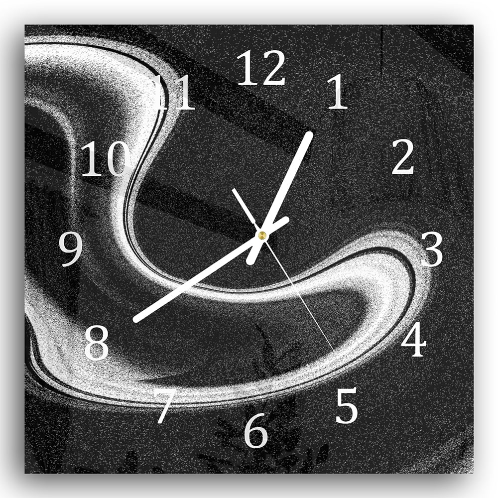 Wanduhr 30x30 - Schwarz-weiß abstrakt
