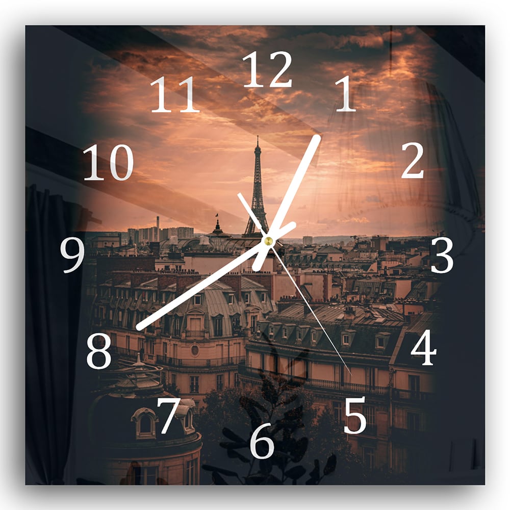 Wanduhr 30x30 - Paris in der Dämmerung