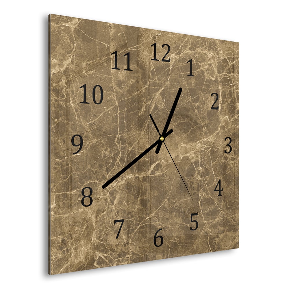 Wanduhr 30x30 - Hellbrauner Marmor