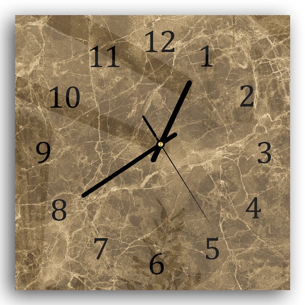 Wanduhr 30x30 - Hellbrauner Marmor