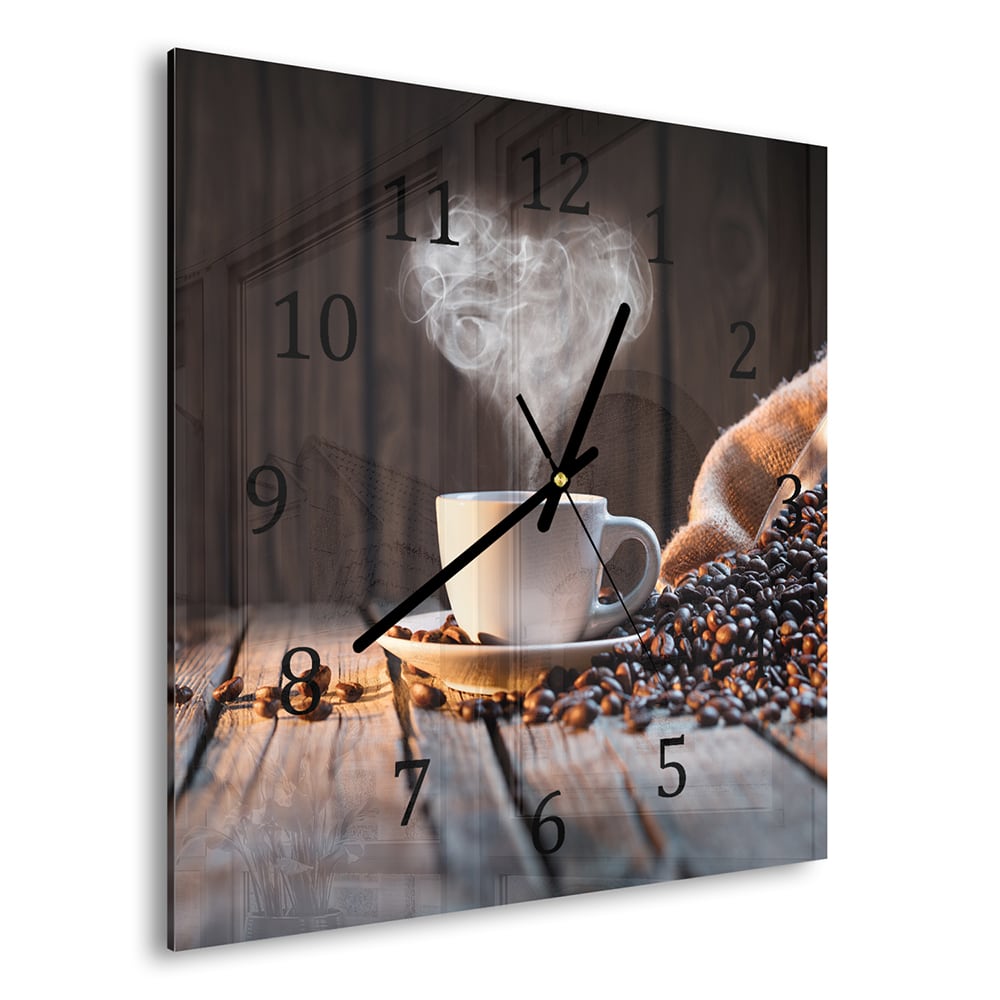 Wanduhr 30x30 - Kaffee-Moment