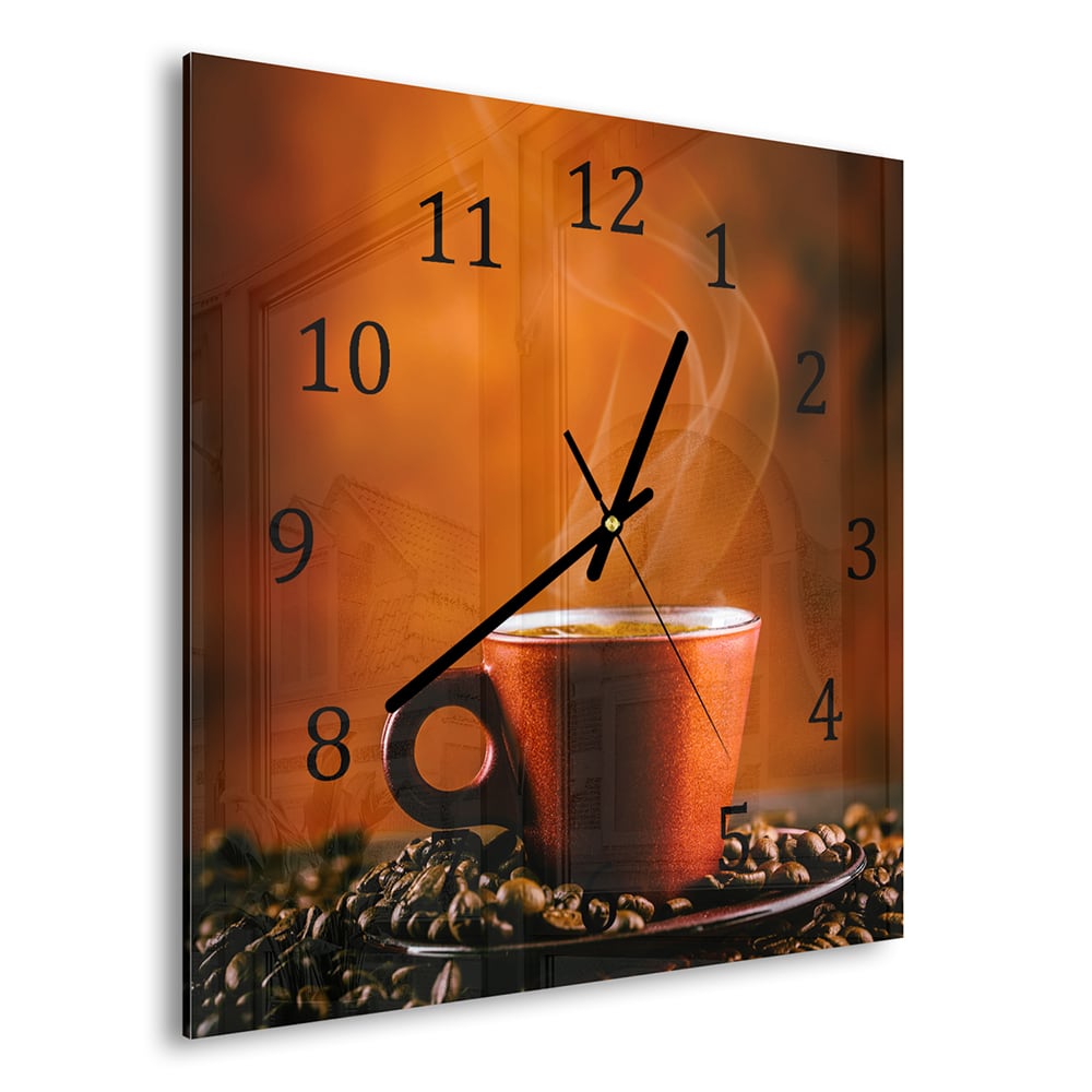 Wanduhr 30x30 - Kaffee-Aroma