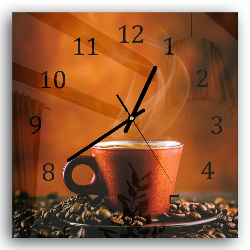 Wanduhr 30x30 - Kaffee-Aroma