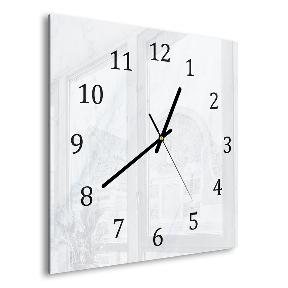 Wanduhr 30x30 - Weißer Marmor