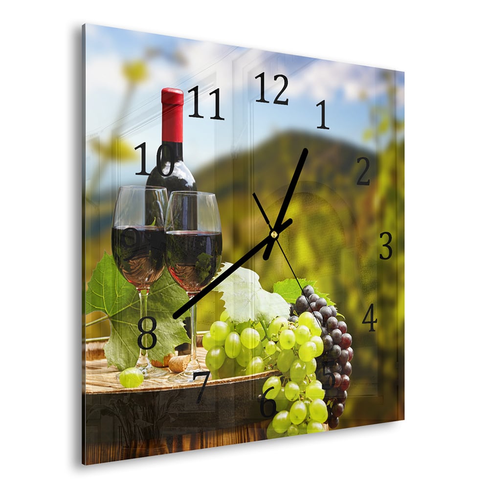 Wanduhr 30x30 - Wein und Trauben