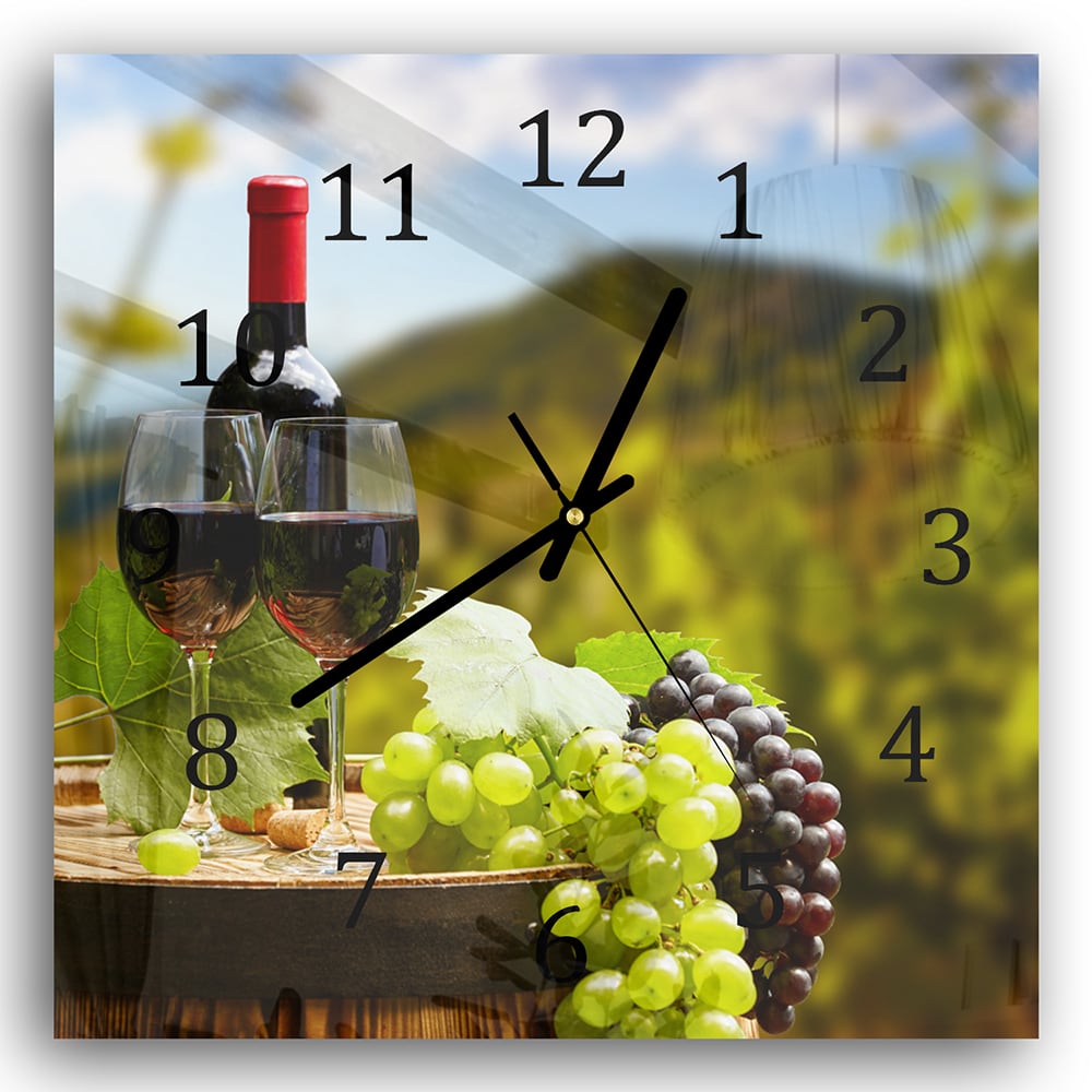 Wanduhr 30x30 - Wein und Trauben