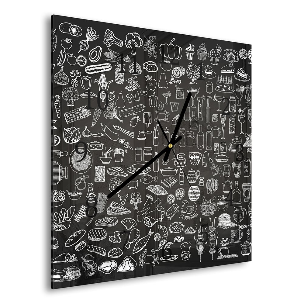 Wanduhr 30x30 - Küchenzeichnungen