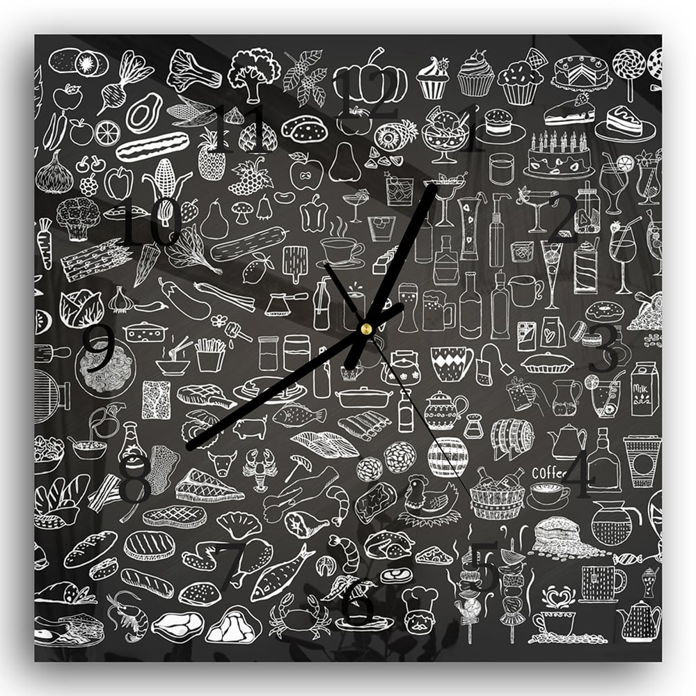 Wanduhr 30x30 - Küchenzeichnungen