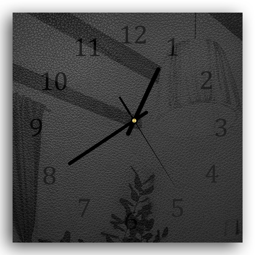 Wanduhr 30x30 - Schwarzes Leder