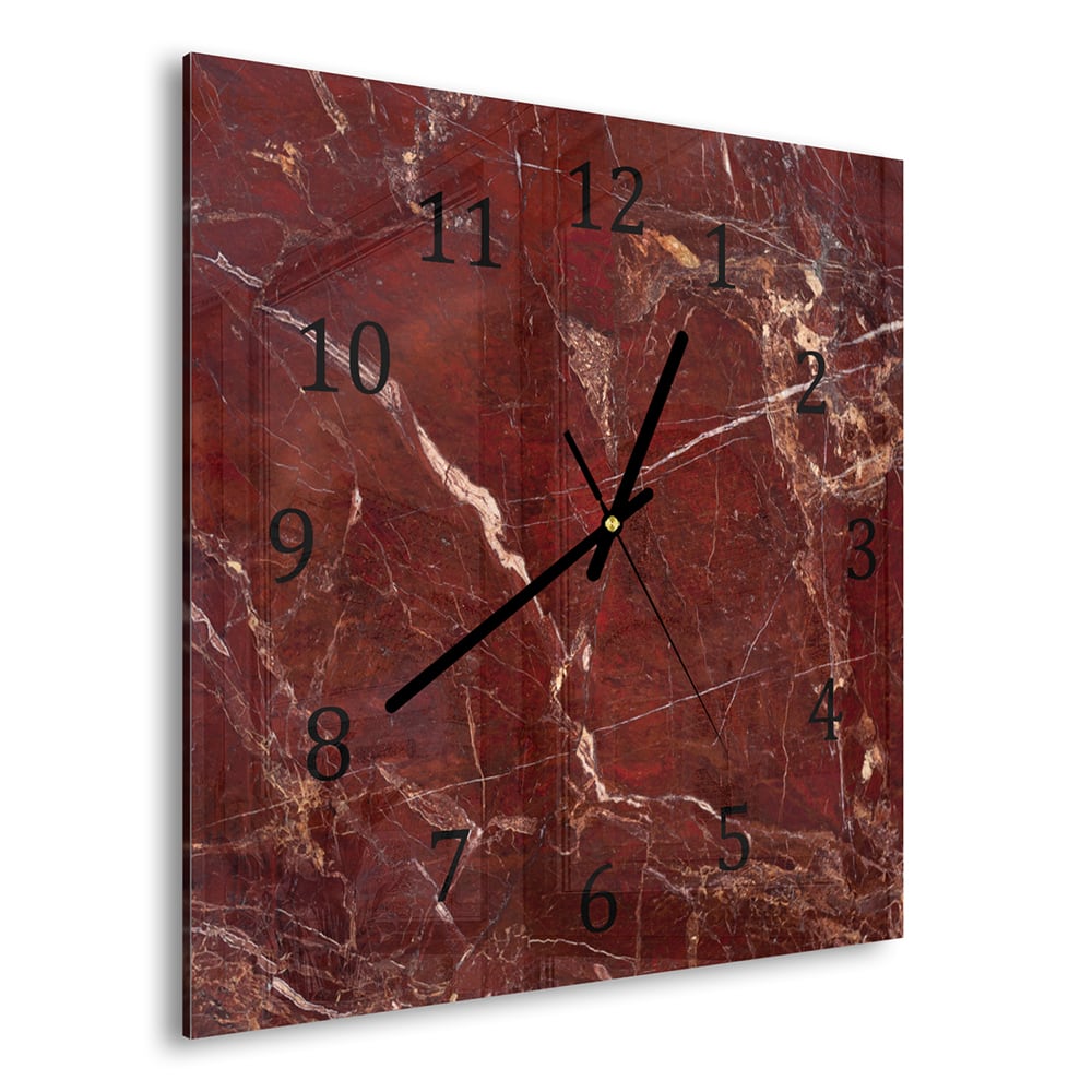 Wanduhr 30x30 - Roter Marmor