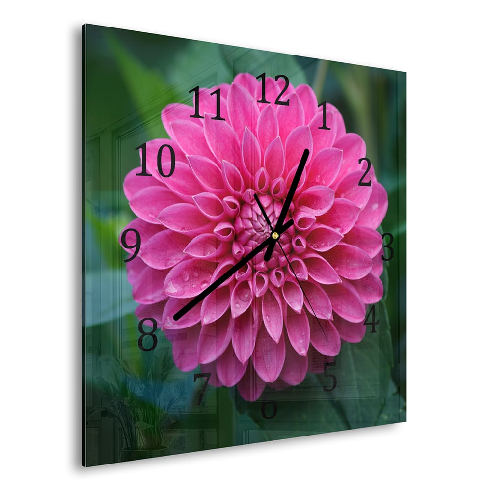 Wanduhr 30x30 - Rosa Dahlie