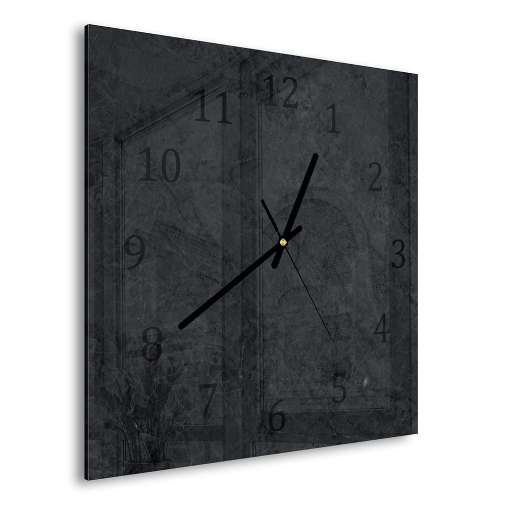 Wanduhr 30x30 - Schwarzer Marmor