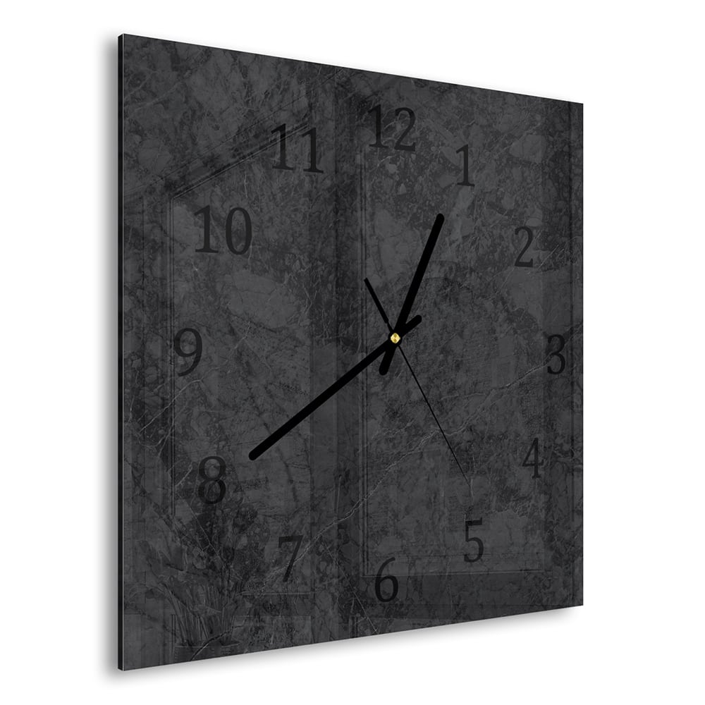Wanduhr 30x30 - Schwarz/grauer Marmor