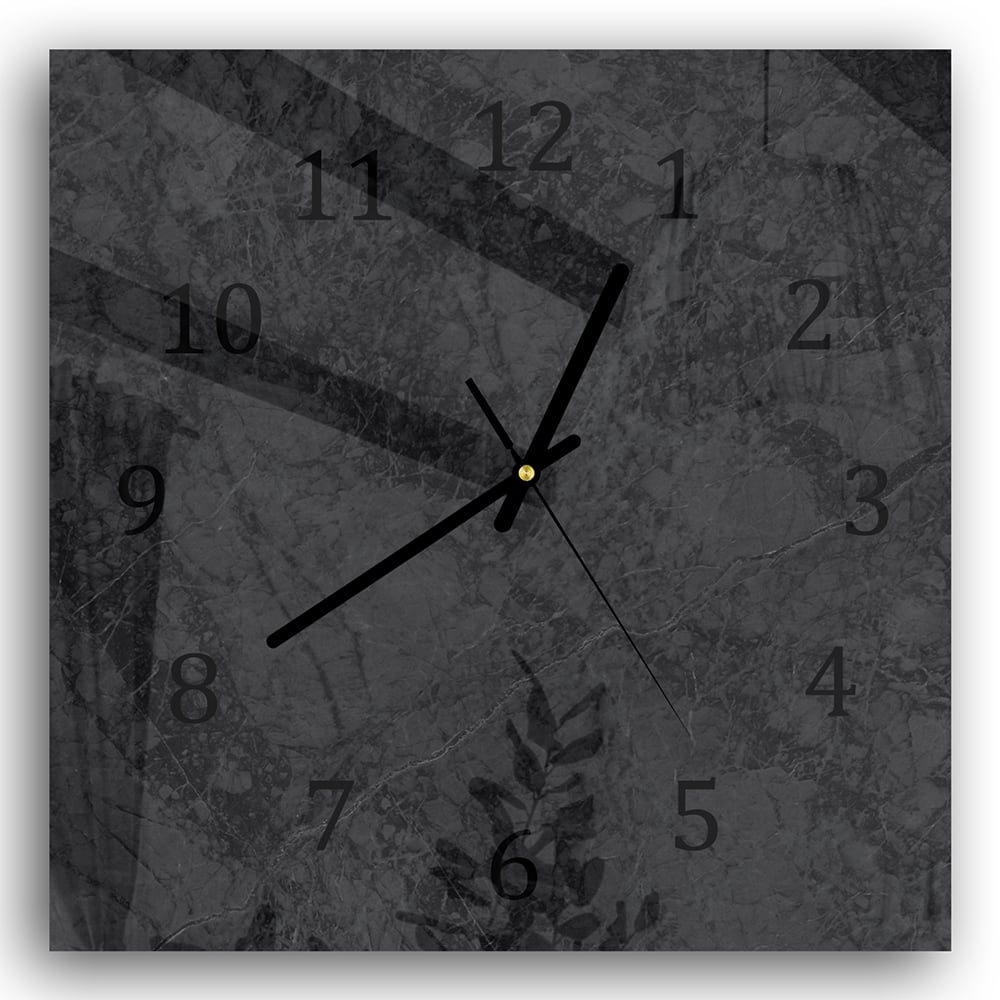 Wanduhr 30x30 - Schwarz/grauer Marmor