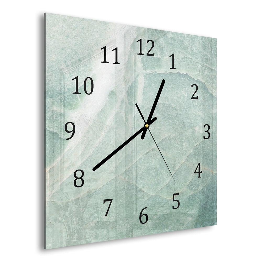 Wanduhr 30x30 - Hellblauer Marmor