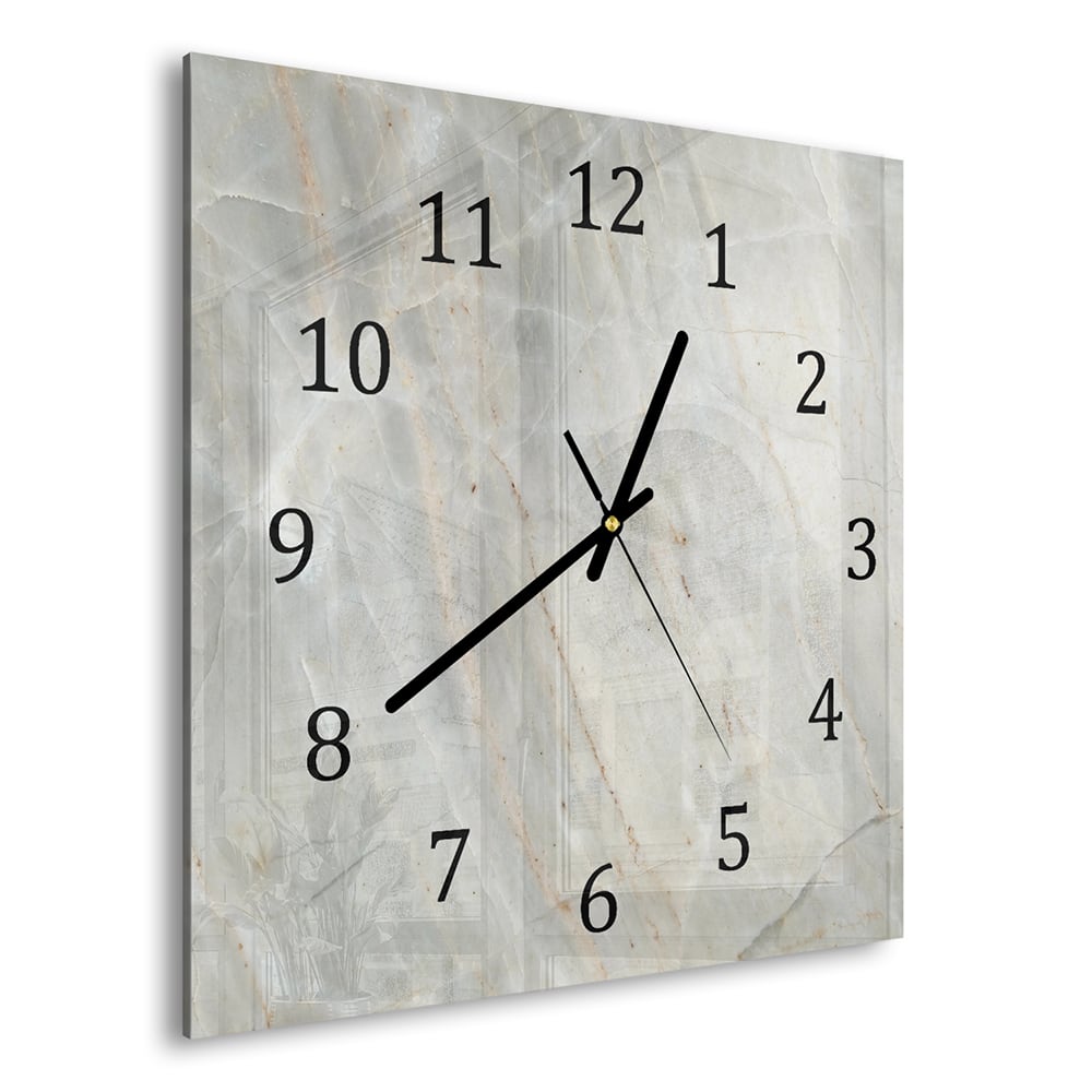 Wanduhr 30x30 - Hellgrauer Marmor