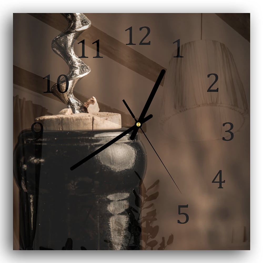 Wanduhr 30x30 - Weinflasche öffnen
