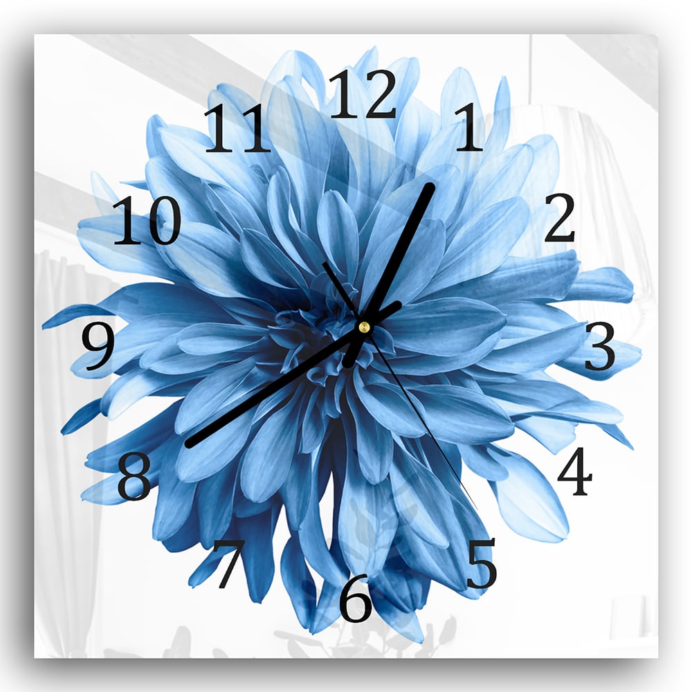 Wanduhr 30x30 - Hellblaue Dahlie