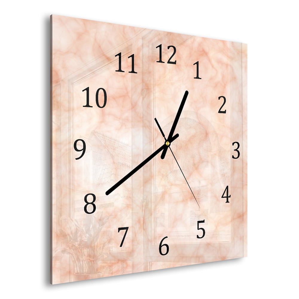 Wanduhr 30x30 - Pfirsichfarbener Marmor