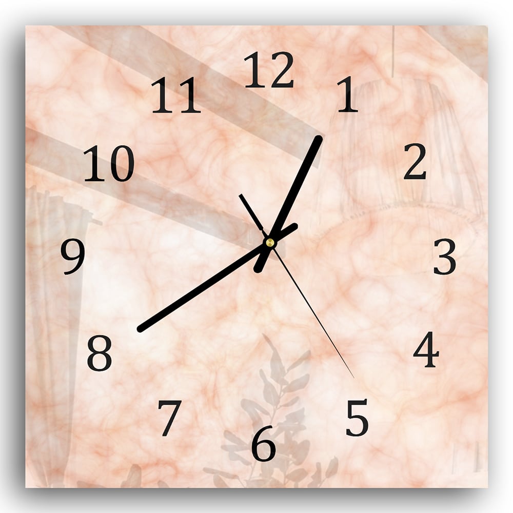 Wanduhr 30x30 - Pfirsichfarbener Marmor