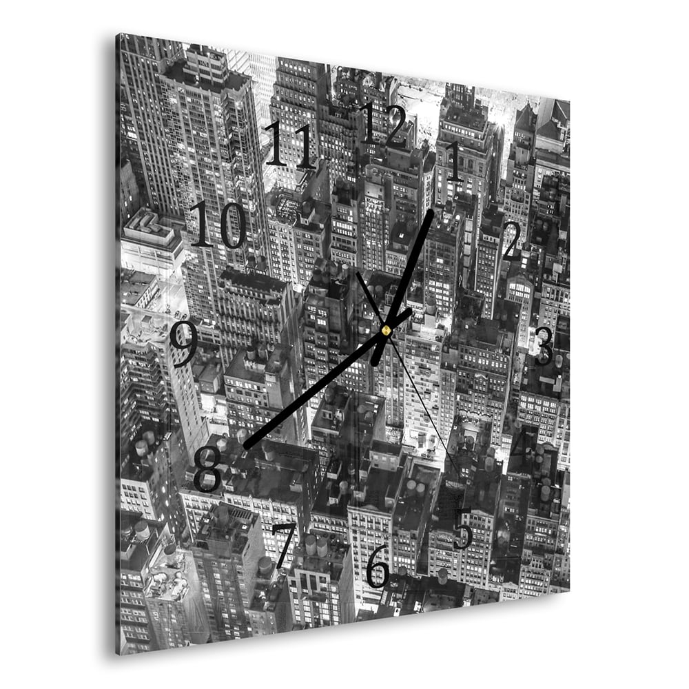 Wanduhr 30x30 - New York City Nachtansicht