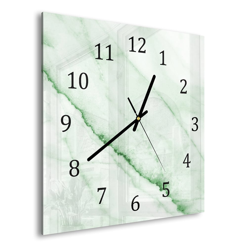 Wanduhr 30x30 - Smaragdgrüner Marmor