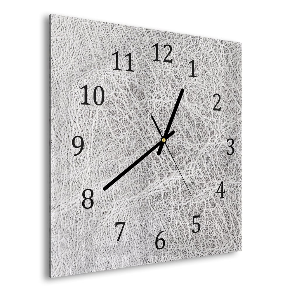 Wanduhr 30x30 - Silbernes Leder Nahaufnahme
