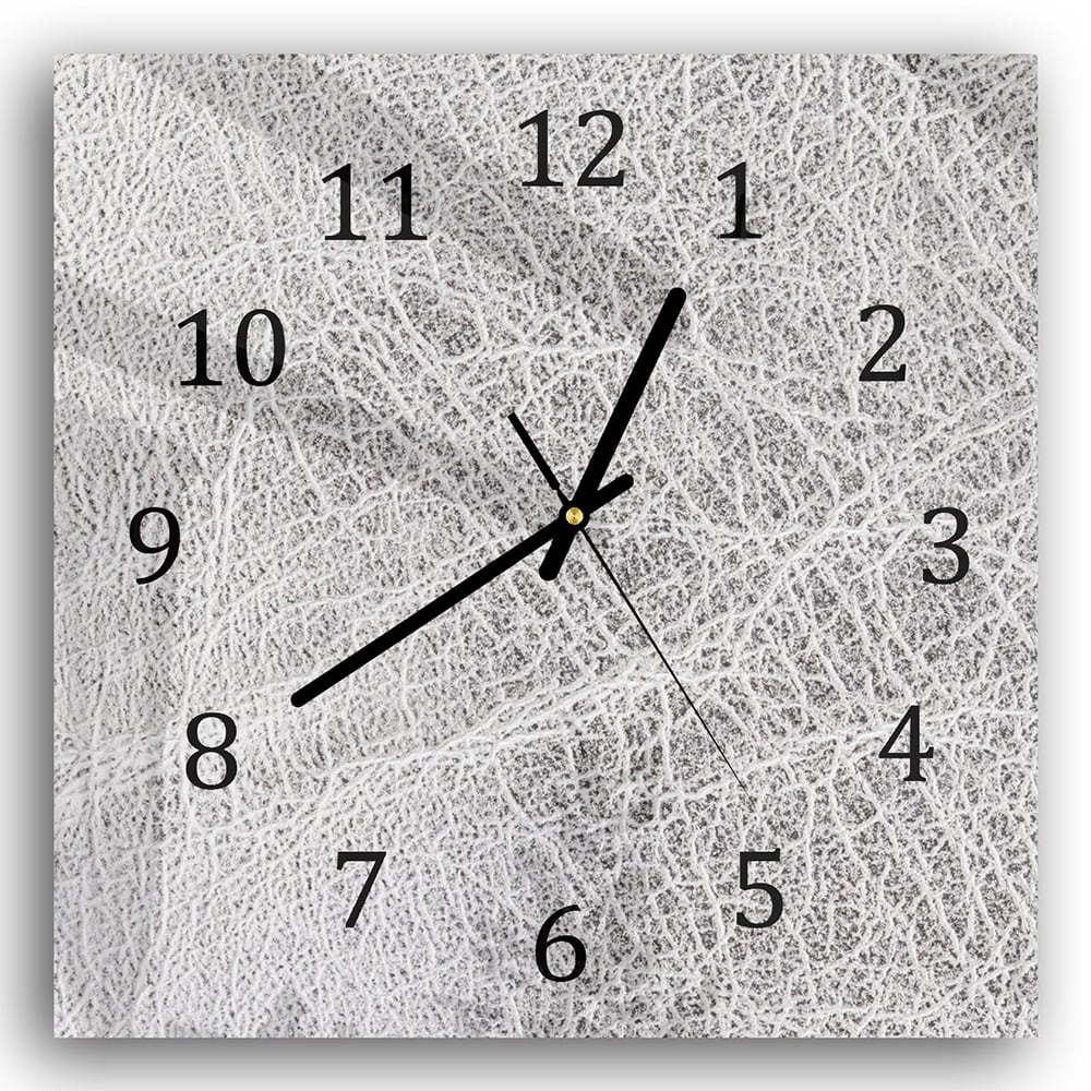 Wanduhr 30x30 - Silbernes Leder Nahaufnahme