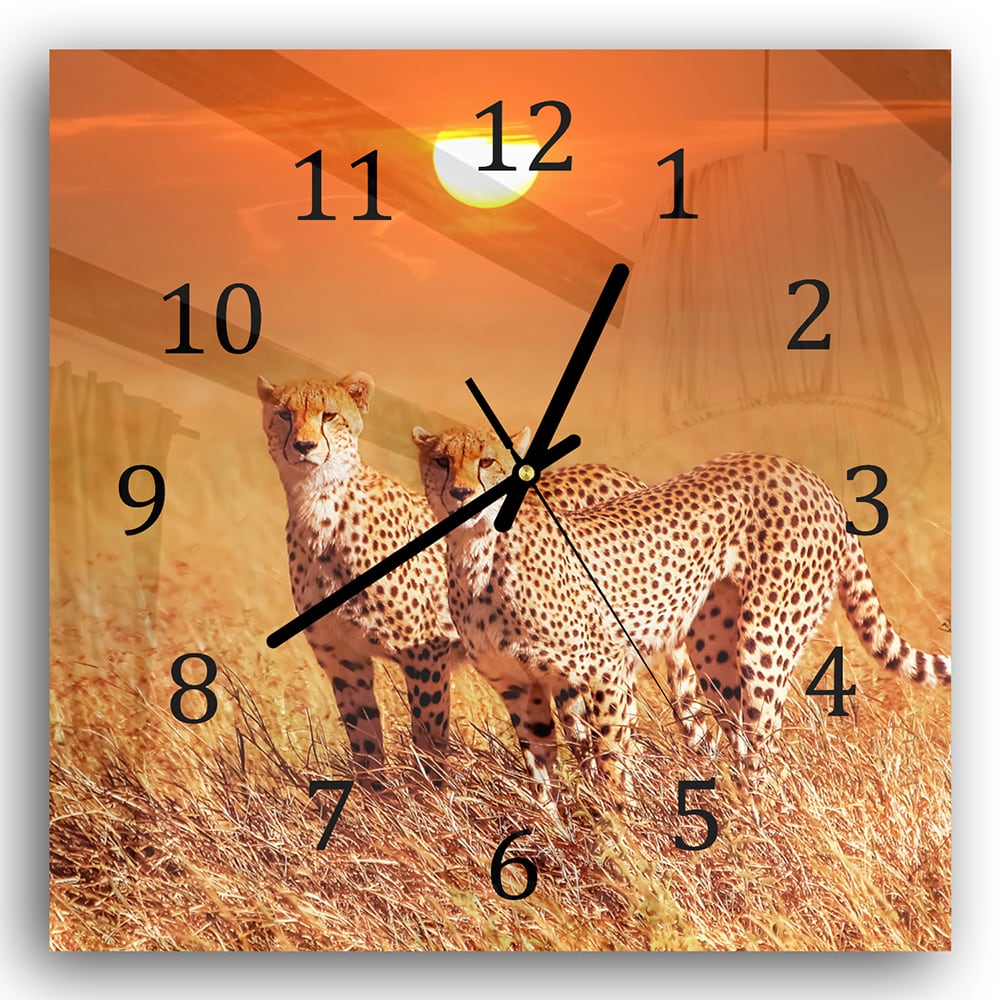 Wanduhr 30x30 - Zwei Geparden