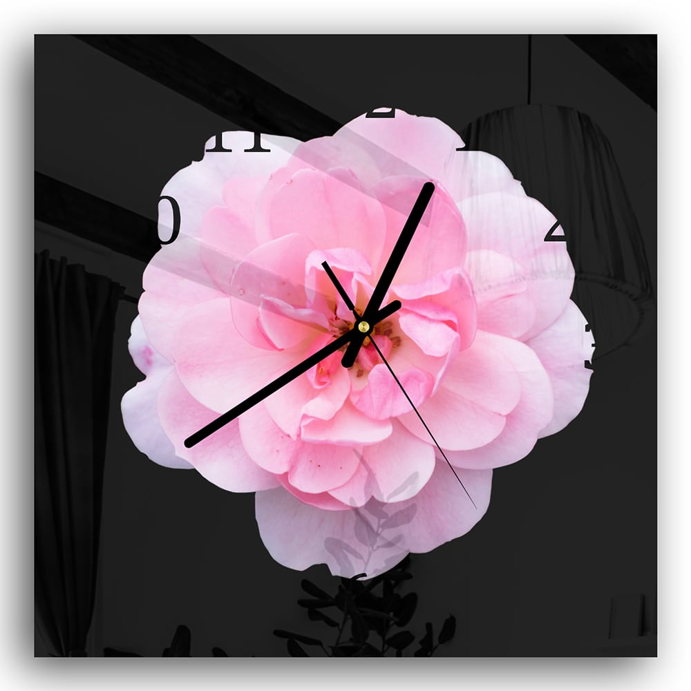 Wanduhr 30x30 - Hellrosa Floribunda