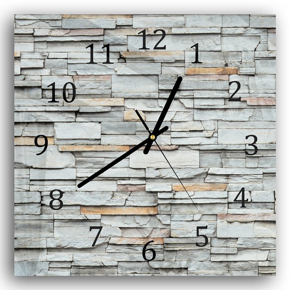 Wanduhr 30x30 - Steinmauer