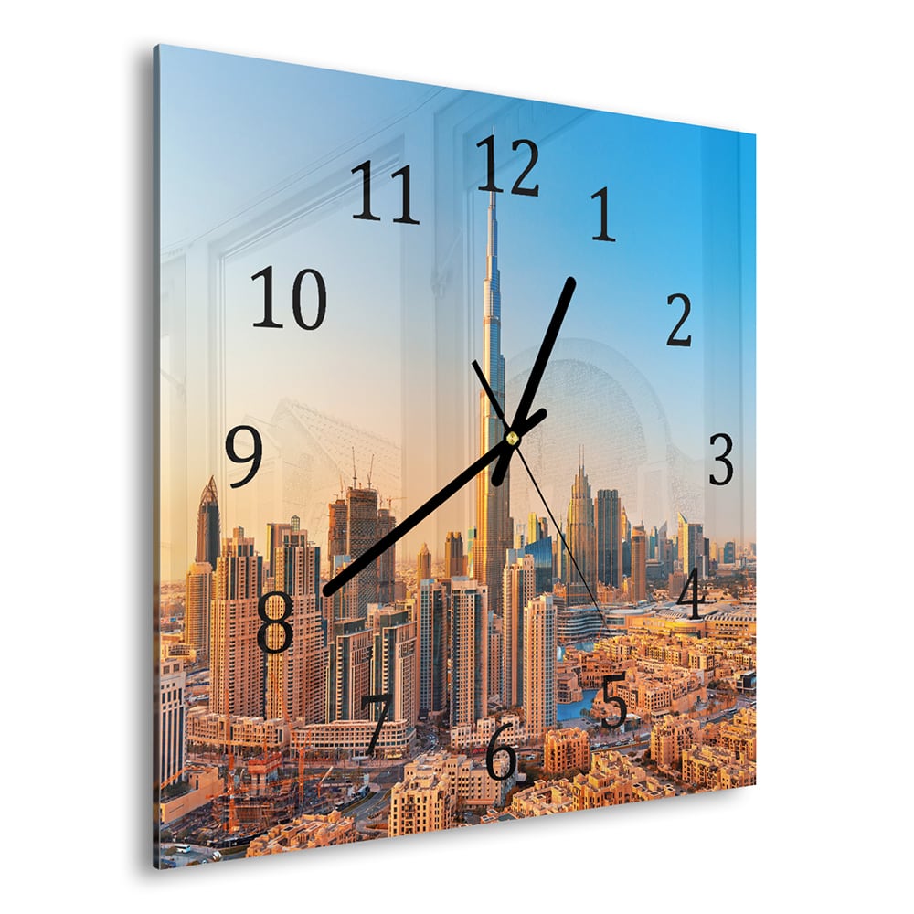 Wanduhr 30x30 - Sonnenuntergang in Dubai