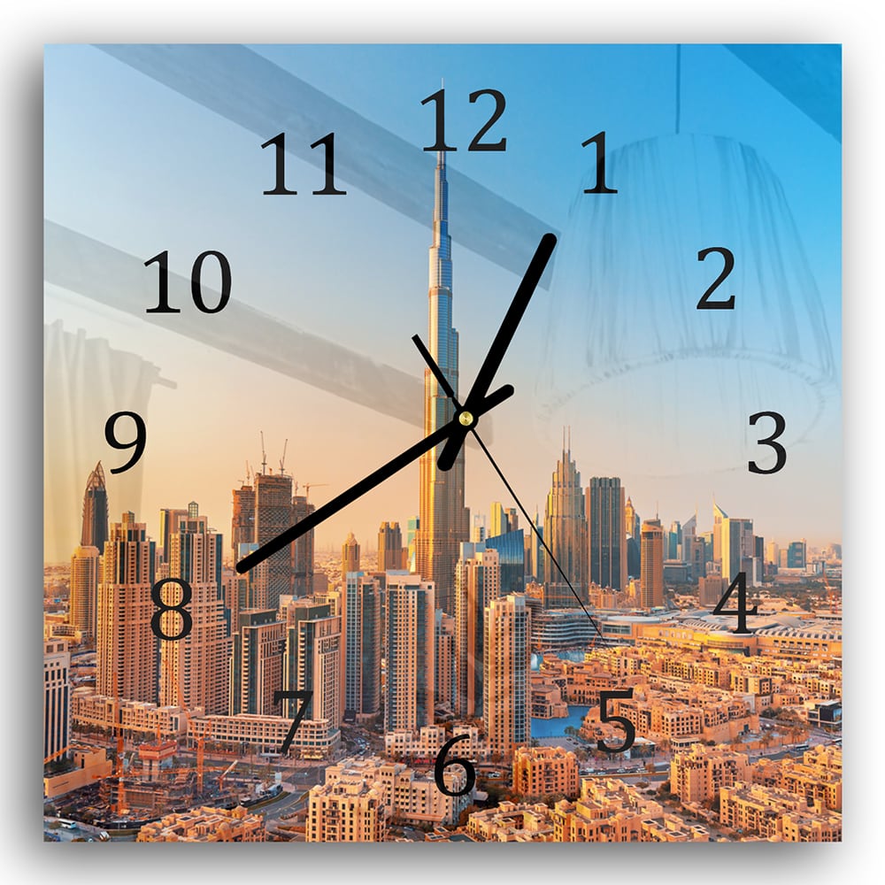Wanduhr 30x30 - Sonnenuntergang in Dubai